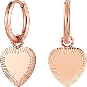 14K Gold Plated Heart Dangle Drop Earrings, Sparkling Dainty Earrings for Women